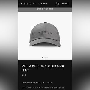 Tesla Hat Graphite NWT